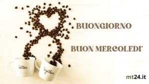 Tazza di caffè con un cuore, simbolo di amore e calore per un buon mercoledì.