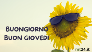 Un girasole luminoso che si staglia contro un cielo azzurro, simboleggiando vitalità, positività e l'energia di un nuovo giorno.