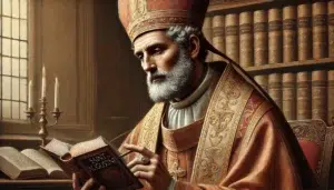 Immagine di Sant'Agostino, simbolo di sapienza e fede cristiana.