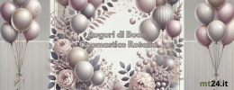 Immagine di auguri per l'onomastico di Rosalia con fiori e messaggio di felicità