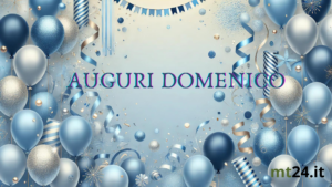 Cartolina di buon onomastico per Domenico con decorazioni festose