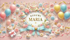 Auguri di buon onomastico per Maria, con un augurio di gioia e spensieratezza.