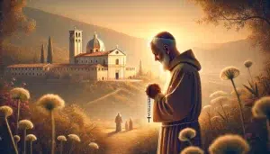 Immagine festiva ed elegante per onorare Padre Pio con un augurio speciale.
