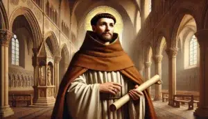 Ritratto di Sant'Alberto di Gerusalemme in abito carmelitano con pergamena